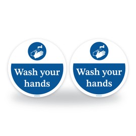 Set of 2 Wash your hands Kitchen Signs - 95mm Waterproof Hygiene Catering Stickers - Food Safety Signs - Restaurant, Pub, Food truck, Workplace