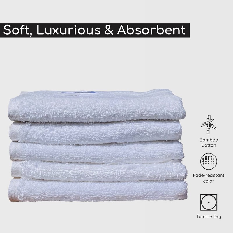 The London Linens Luxury Face Towels White Flannel Face Cloth-