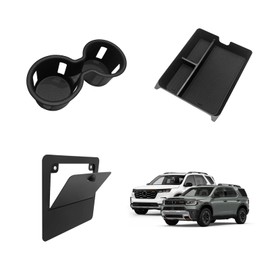 Muslogy Center Console Organizer & Cup Holder Insert & Magnet Armrest Hidden Storage Compartment Compatible with 2023-2025 Honda Pilot/2024-2026 Passport Center Console Inserts Interior 3PCS Set