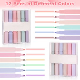 Ailvor Pastel Highlighters,12 Pcs Highlighters,Assorted Morandi Color Highlighter pens, Soft Chisel Tip Bible Textmarker Marker Pens No Bleed for Journals,Bibles,Notebooks,School Office Supplies.