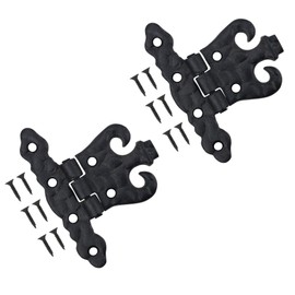 TERF® 110mm Traditional Vintage Style Antique Black Fancy Door Hinges 110mm [4.33 inch] Folding For Home Furniture Bathroom Cabinet Window Wardrobe Showcase Doors Including Fixing Screw - Pack of 2