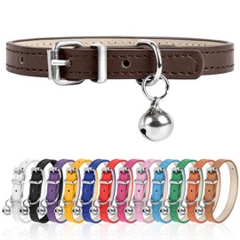 L Dog Collar for Small Dogs Adjustable Dog Collars Cat Collar for Small Medium Large Dogs 1.18 inch Width (Brown, L)