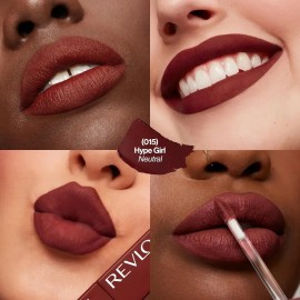 Labial Liquido Revlon Larga Duracion ColorStay Limitless Matte hasta 24Hrs, 100 Vegano Con Acido Hialuronico Hidratante Acabado Mate Tono Hype Girl   