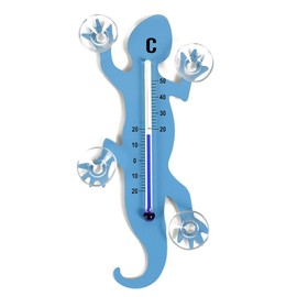 Hab & Gut TG001-LIGHT BLUE Gecko, Lizzard Window Garden Thermometer - 14cm stainless steel with 4 suction cups, indoor - outdoor