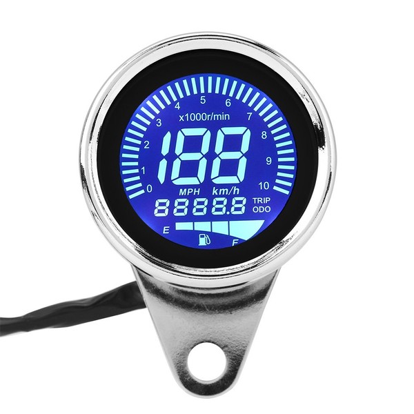 Universal Motorcycle Speedometer Retro Chrome Motorcycle Digital LED LCD Speedometer