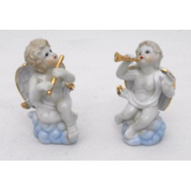 White, gold & blue figurine angels, Gift, favor, Home decorative