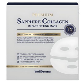 WellDerma Premium Sapphire Collagen Impact Fitting Mask 25g 4 packs / 웰더마 프리미엄 사파이어 콜라겐 임팩트 피팅 마스크 25g 4개입