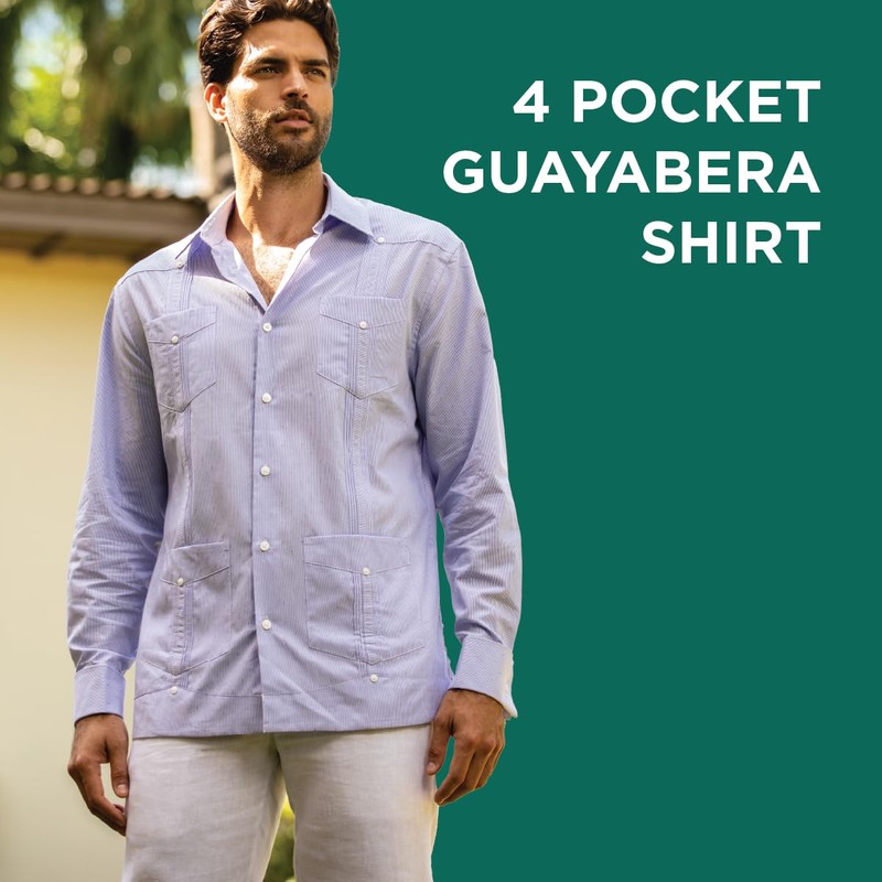 Cubavera Men's Button Down Collar Shirt, bright white