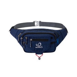 WATERFLY Bum Bag Belt Bag for Men and Women Sports Waist Bag for Running Fitness Jogging Hiking, Dark blue, M