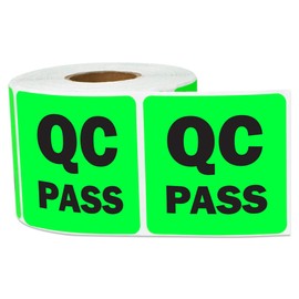 Tuco Deals 300 Pieces 2"x 2" Quality Control - Pass Label QC Approval Sticker Production Line Labels for Warehouses, Inspection, Inventory Marker - Green