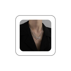 Cimenexe Bohemian Interlocking Square Choker Necklace Silver Square T Bar Necklace Metal Curb Link Chain Necklace Minimalist Square Collar Necklace Jewelry for Women