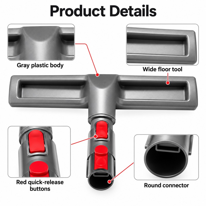 Floor Brush Attachment for Vacuum Cleaning – Red Bristle Replacement