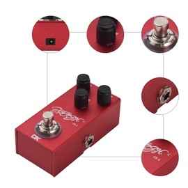 DK Classic British Distortion Pedal Electric Guitar Effects Pedal True Bypass Metal Shell DC 9V 6.35mm Input/Output Interface Mini Guitar Distortion Effector