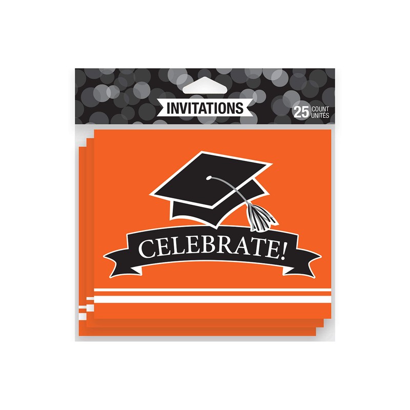 Creative Converting Party School Spirit Orange Foldover Invitation, One Size
