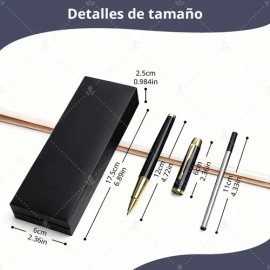Bolígrafo Wiknices de Acero con Recambios y Estuche, Pack de 2 Unidades