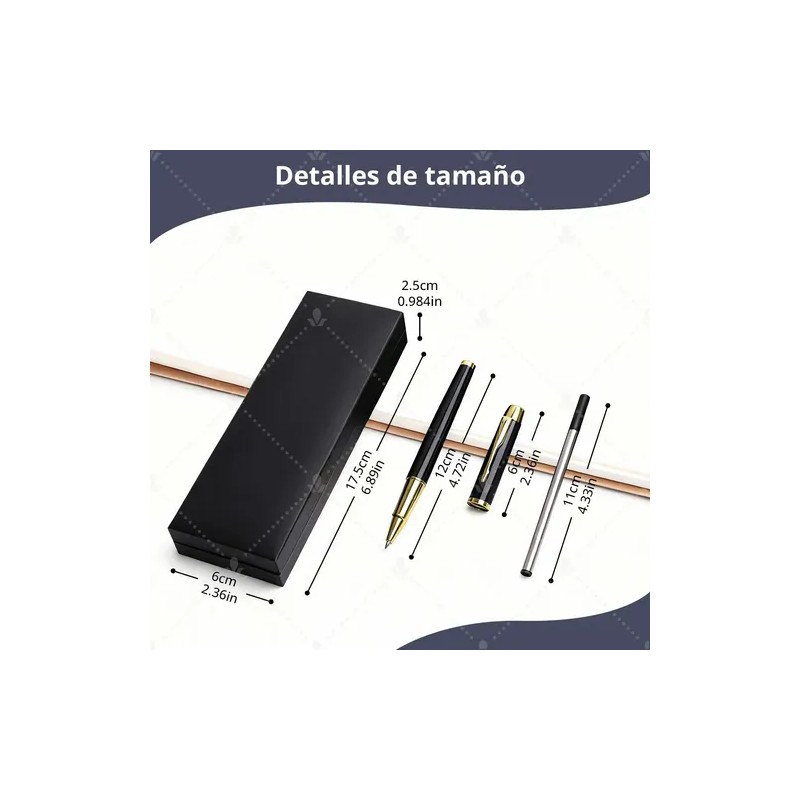 Bolígrafo Wiknices de Acero con Recambios y Estuche, Pack de
