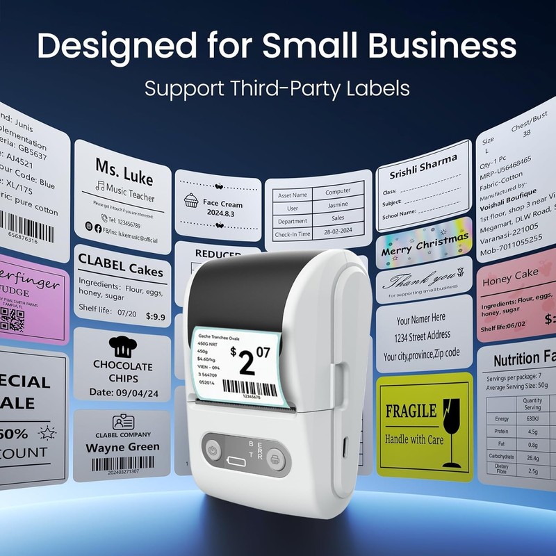 Funio Label Maker with Tape, Label Printer for Business, Sticker