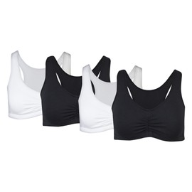 Gildan Women's Wirefree Comfort Bra, 4 Pack, Assorted Solids, Large