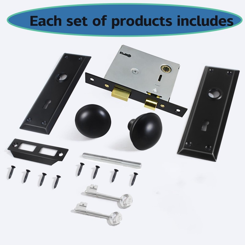 Lubentol 4 Pack Mortise Keyed Lock Set with Classic Bronze