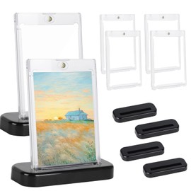 SWAWIS Set of 6 Trading Card Sleeves with Card Stand 35PT Toploader Card Magnetic Card Holder Card Sleeves UV Protection Card Sleeves Top Loader for Trading Cards