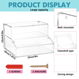 LOYIM Pad and Tampon Holder for Bathroom Acrylic Feminine Product Organizer, 2 Compartment Clear Container with Lid Pad Storage Case, Stand or Wall Mount for Bathroom Accessories