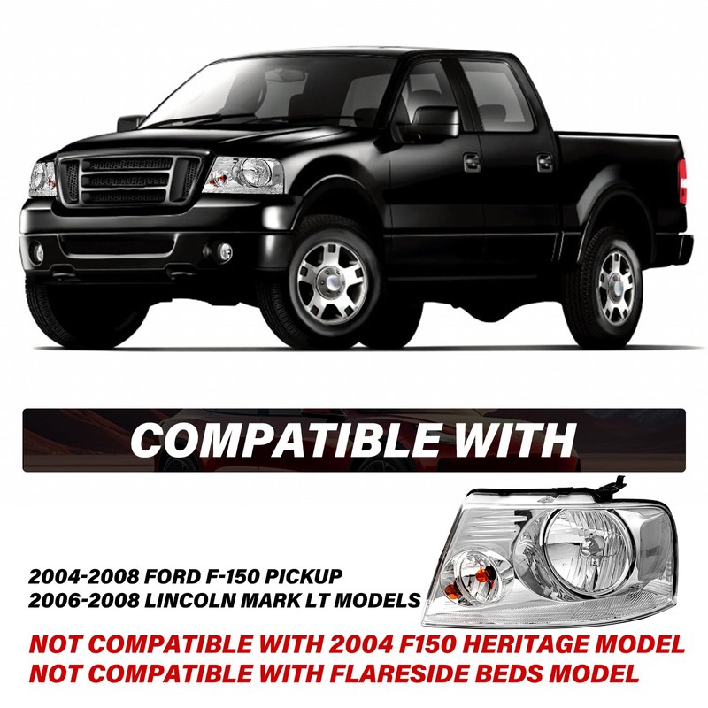 Bingbingmotor BRYGHT Headlight Assembly Fit for 04-08 F150 Pickup /