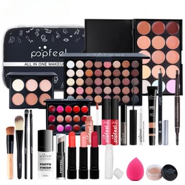 POPFEEL Professional Makeup Set Cosmetics 24-Piece Set Full Beauty Makeup Cosmetic Set Beginner Set (Lipstick/Lips/Eyeshadow/Eyeshadow Palette/Eyeliner Pencil/Mascara/Blush/Concealer/Makeup Brushes