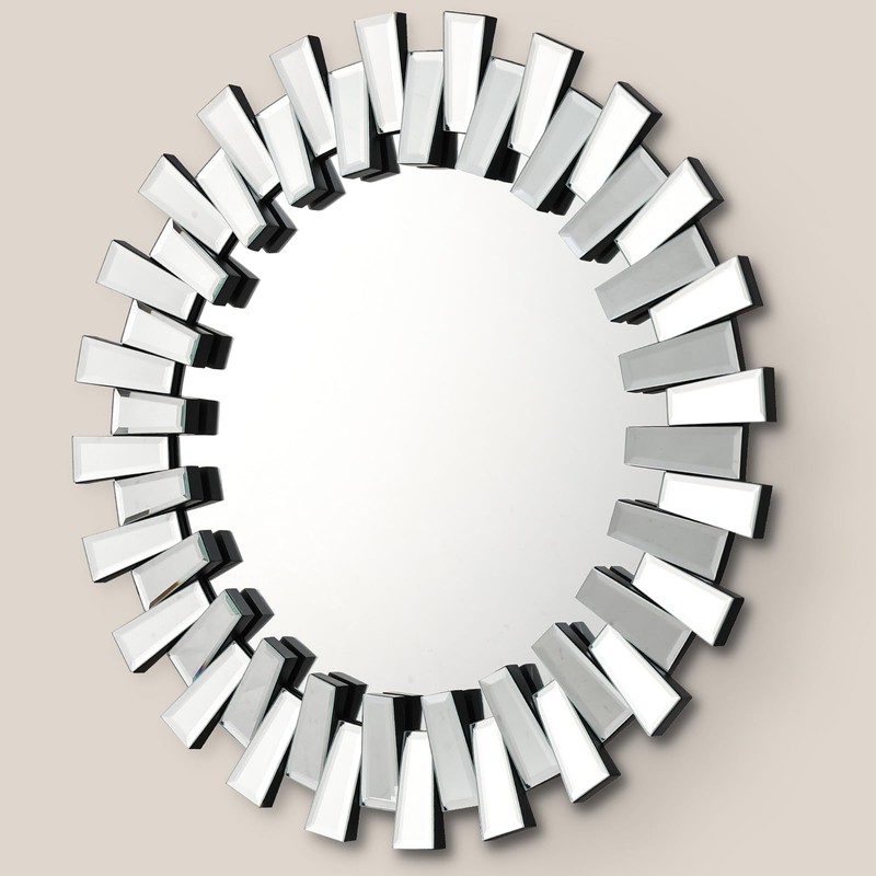 QDSSDECO Round Mirror Sunburst Wall Mirror 24" Beveled Edge Frameless