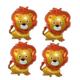 CHIL 4PCS 33 Inch Loin Foil Balloons Helium Lion Shaped Animal Party Balloons Cartoon Animal Loin Woodland Balloons for Jungle Safari Themed Birthday Party Decorations