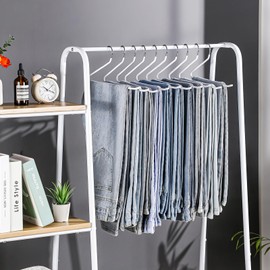 JOYBOS 30 Pack Pants Hangers Space Saving, Open Ended Hangers for Pants, Scarf Organizer Hanger for Closet, Metal Non Slip Jean Hanger - White Pant Hangers for Jeans,Trouser,Leggings,Slacks