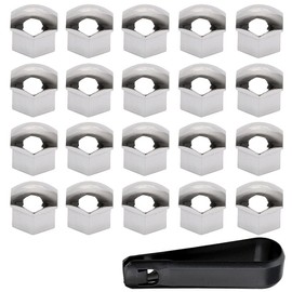 ETOPARS Pack of 20 19 mm Car Wheel Nut Caps Wheel Bolt Caps Universal Tyre Nut Covers Wheel Nuts with Removal Tool Silver