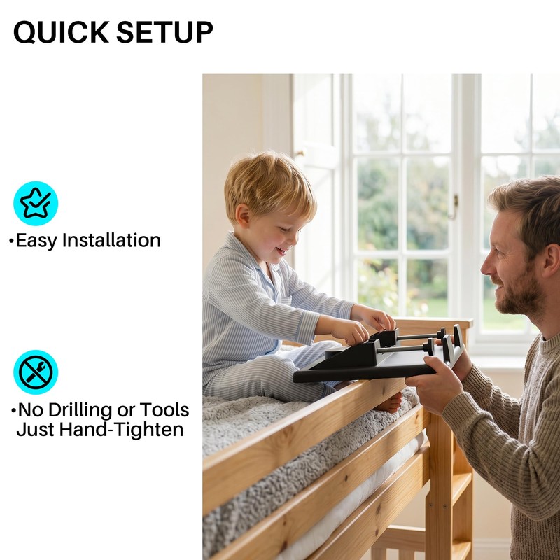JOYMOOP Clip-On Bedside Shelf for Bunk Beds, Dorm Room Essentials,
