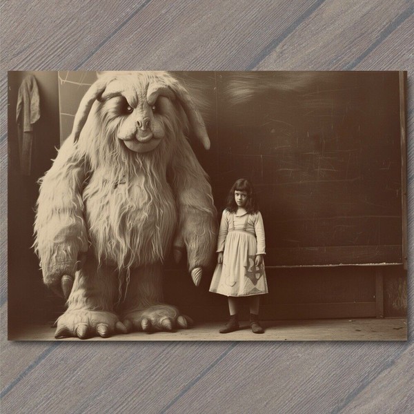 4x6" Girl Monster Weird Creepy Imaginary Friend Nightmare Scary Unusual