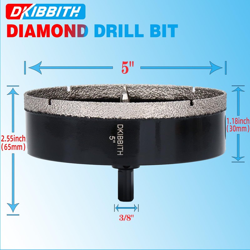 5" Diamond Hole-Saw Bits with Pilot Drill Bit 5 in