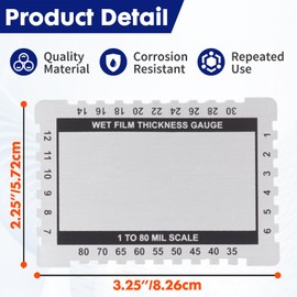 Laexepelle Wet Film Thickness Gauge Comb Stainless Steel Mil Gauge, 1-80 Mil Scale Dual Scale for Paints Resins Measuring (Pack of 6)