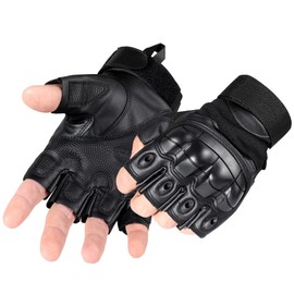 WTACTFUL Tactical Gloves for Men, Summer Motorcycle Cycling Motorbike Driving Riding Hunting Outdoor Work Fingerless Half Finger Gloves Men Women Black L