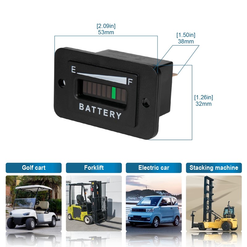 HonorMeet 36V Golf Cart Battery Meter, Trojan Battery Meter Gauge,