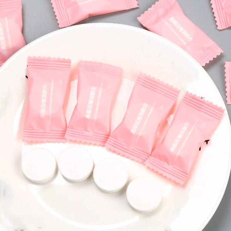 Veraly Toalla Comprimida Pastilla Compacta Rosa Limpieza 100pzs