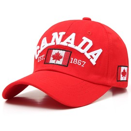 MIDTDLETOAN Canada Hat Maple Leaf Canada Baseball Cap Adjustable Golf Hat for Men Women Teens Canada Souvenirs Red