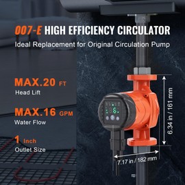 HappyBuy 007E-2F2 Hot Water Recirculating Pump, 110V, 42W, 16 GPM, High Efficiency, 1" NPT Flange for Home Heater