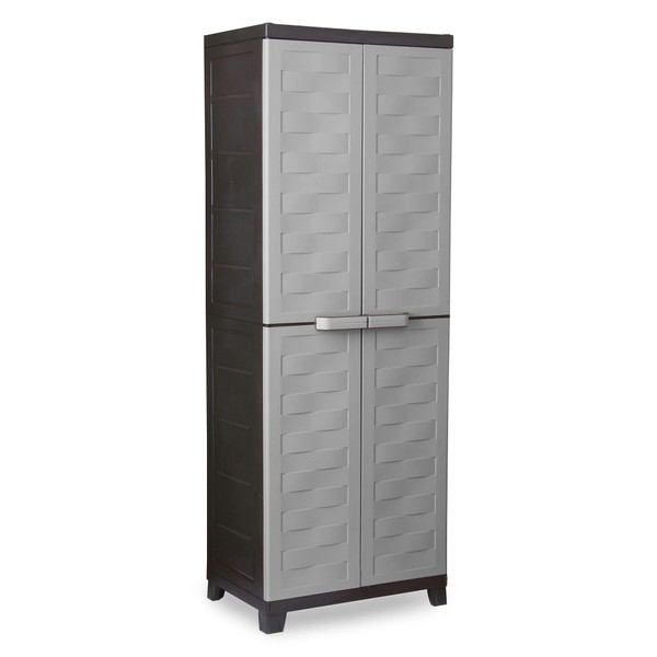 Ram Quality Products Premium Adjustable Heavy Duty 4 Shelf Tool Storage Organizing Utility Cabinet with Lockable Double Doors, Gray