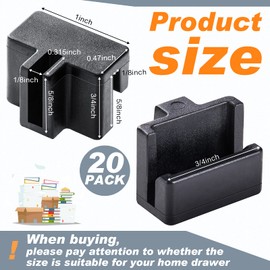 20 Pieces Hanging File Rail Clips Specialty Storage Black File Folder Plastic Rail Clip, Plastic Folder for Wood Drawers, Keep Your Folders Neat and Organized