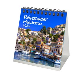 Travel Magic Mediterranean Calendar for 2025 Format 10 cm x 10 cm Mediterranean City and Country Gift Set Contents: 1 x Calendar, 1 x Christmas Pendant, 1 x Greeting Tag (Total 3 Pieces)