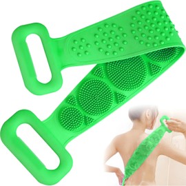 Retoo Rückenbürste aus Silikon Körperbürste Massagebürste Badebürste Rückenschrubber Rückenmassage für Peeling Körper straffe Haut gegen Cellulite Peelingbürste für Dusche Silikonbürste Grün