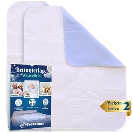 BestZings - Bed Pads for Adults, Mattress Protector 60 x 90 cm, Mattress Protector 90 cm, Bed Pads for Adults, Washable, Bed Protector, Baby Pads, Pack of 2, 90 x 75 cm, No Handles