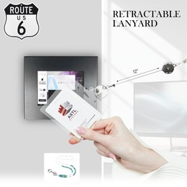 Route 6 Retractable Beaded Lanyard ID Badge Holder - Strong Retractable Lanyards ID Badges for Women, Teacher, Work Employee, Nurse - Cute Girly Necklace Womens Pretty Name Badge Necklaces, Turquoise