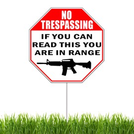 Funny If You Can Read This Warning Yard Sign Home Security Sign Property Protected by Owner Sign Outdoor Large 10 Inch With Stake