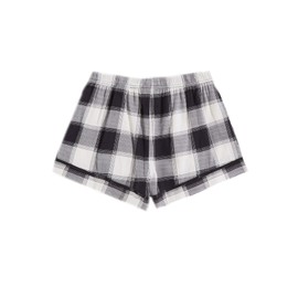 Verdusa Women's Knot Bow Plaid Print Elastic Waist Pajama Bottom Lounge Short Black White M