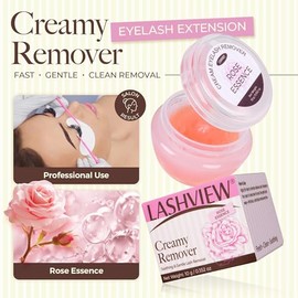 LASHVIEW Crema removedora de extensiones de pestañas 10 g - Fórmula suave con rosa | Hipoalergénica y de baja irritación | Kit de remoción de pestañas
