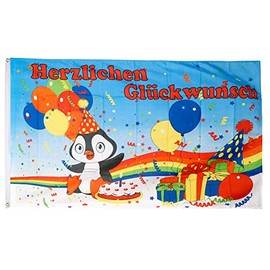 Flaggenfritze® Flag of Congratulations with Penguin 90 x 150 cm